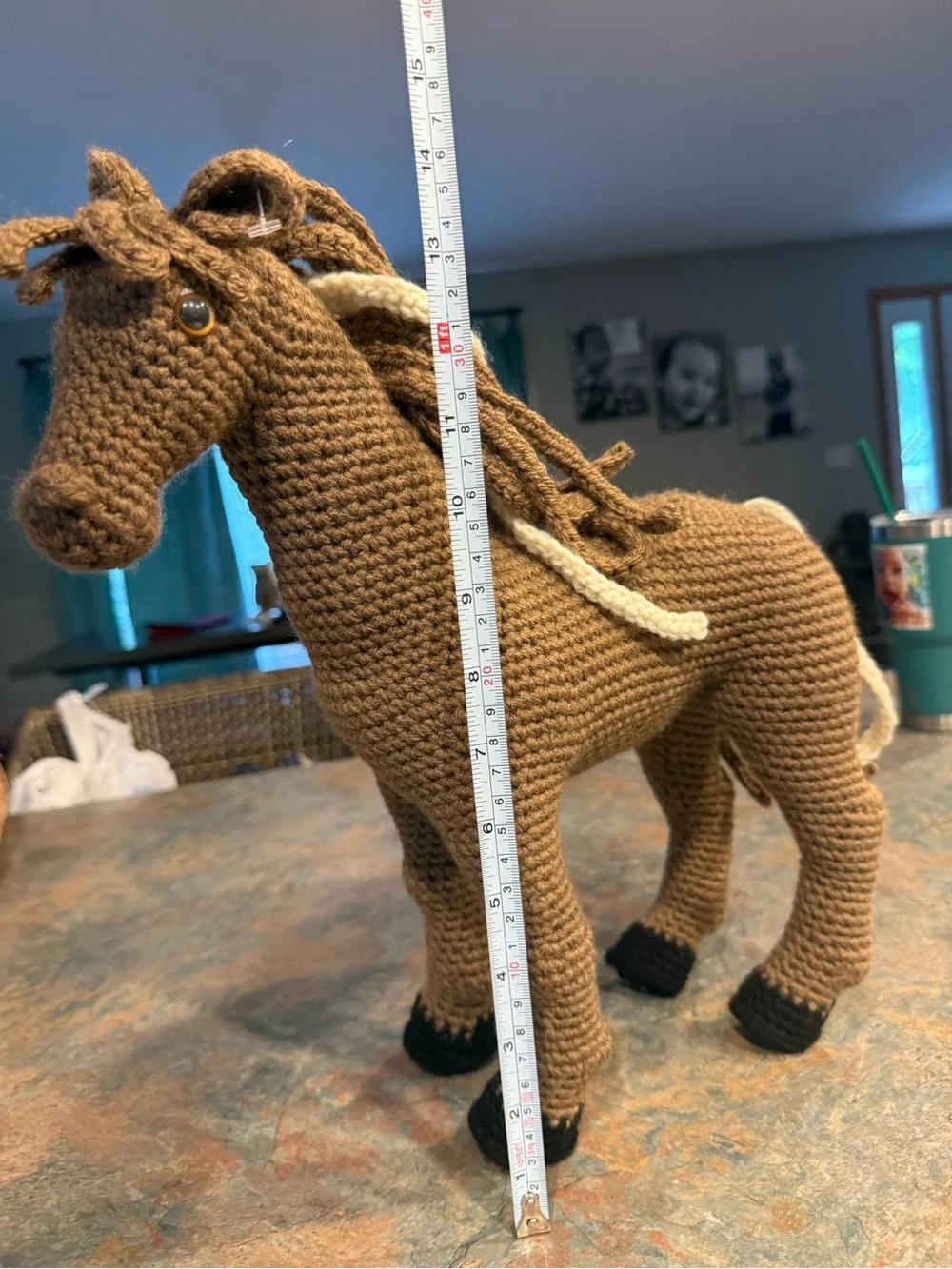 Hand-Crocheted Brown Horse Plush with Cream Mane